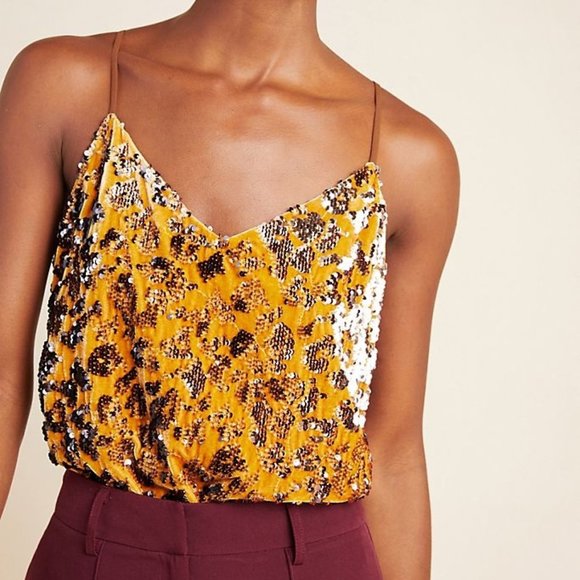 Anthropologie Tops - NEW Anthro Ro & De Esther Sequin Velvet Cami Top L